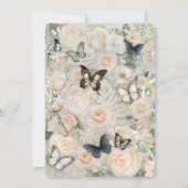 ヴィンテージ ボタニカル バタフライ セージ ウェディング 招待状 (裏面)