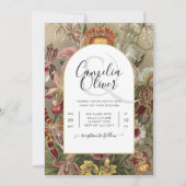 ヴィンテージ ボタニカル バーガンディ フローラル ウェディング インビテ 招待状 (正面)