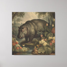 ヴィンテージ ボタニカル ヒポポタマス キャンバスプリント