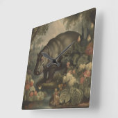 ヴィンテージ ボタニカル ヒポポタマス スクエア壁時計 (傾斜)