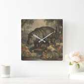 ヴィンテージ ボタニカル ヒポポタマス スクエア壁時計 (ホーム)