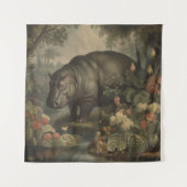 ヴィンテージ ボタニカル ヒポポタマス タペストリー (正面)