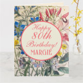 ヴィンテージ ボタニカル フラワーのコーラル カード (黄色い花)