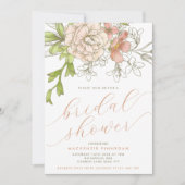 ヴィンテージ ボタニカル フラワーのブライダルシャワー 招待状 (正面)