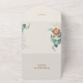 ヴィンテージ ボタニカル フラワー ウェディング オールインワン 招待状 (外側)