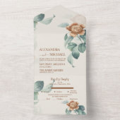 ヴィンテージ ボタニカル フラワー ウェディング オールインワン 招待状 (内側)