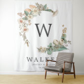 ヴィンテージ・ボタニカル・モノグラム・バックドロップ・フォトブース タペストリー (インサイチュ)