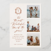 ヴィンテージ ボタニカル モノグラム 3 フォト 箔シーズンカード (正面)