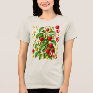 ヴィンテージ ボタニカル ラズベリー イラスト トライブレンドTシャツ