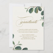 ヴィンテージ ボタニカル リーフ ベージュ フォト 卒業 案内状 (裏面)