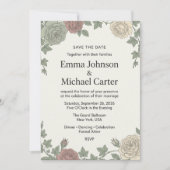 ヴィンテージ ボタニカル ローズとアイビーの結婚式セーブ・ザ・デート セーブザデート (正面)