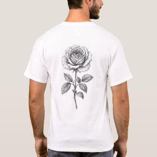 ヴィンテージ ボタニカル ローズ イラスト Tシャツ