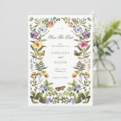 ヴィンテージ ボタニカル ワイルドフラワー ボーホー Save The Date 招待状 (スタンド正面)