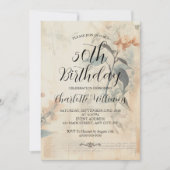 ヴィンテージ ボタニカル 女性 50歳 誕生日 招待状 (正面)