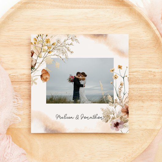 ヴィンテージ ボタニカル 小花 ウェディング 夫婦 案内状