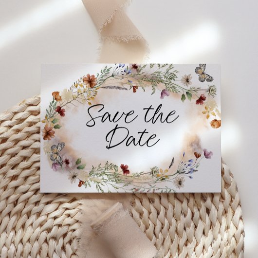 ヴィンテージ ボタニカル 小花 トレンドの Save The Date セーブザデート