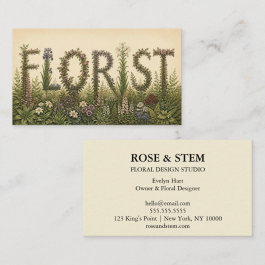 ヴィンテージ ボタニカル FLORIST フラワー 名刺 (正面/裏面)