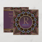 ヴィンテージ ボヘミアンのディナー パーティー モノグラム ご招待 招待状 (正面/裏面)