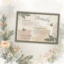 ヴィンテージ ボヘミアンチックなグリーン ウェディング エンクロージャーカード