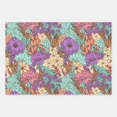 ヴィンテージ ボヘミアンフラワー ウェディング バースデー ラッピングペーパーシート (正面)
