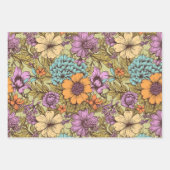ヴィンテージ ボヘミアンフラワー ウェディング バースデー ラッピングペーパーシート (正面)