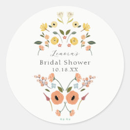 ヴィンテージ ボヘミアンフラワー ブライダルシャワー ラウンドシール