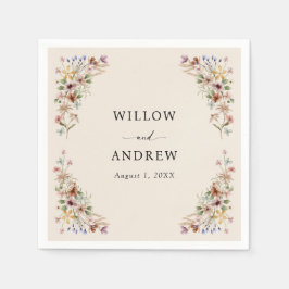 ヴィンテージ ボヘミア ワイルドフラワー ウェディング スタンダードカクテルナプキン