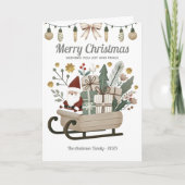 ヴィンテージ ボホ サンタ そり アースカラー クリスマス (正面)