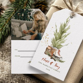 ヴィンテージ ボホ ファミリー クリスマス ウォーターカラー ギフトタグ