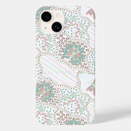 ヴィンテージ ボホ フラワーと蝶柄 Case-Mate iPhoneケース (裏面)