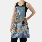 ヴィンテージ ボーダーコリー 雪の村のクリスマス エプロン (インサイチュ)