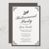 ヴィンテージ ボーダー レディー シューズ 引退パーティー 招待状 (正面/裏面)