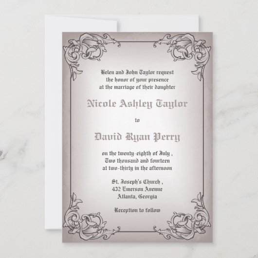 ヴィンテージ ボーダー - 結婚式の招待状 招待状 (正面)