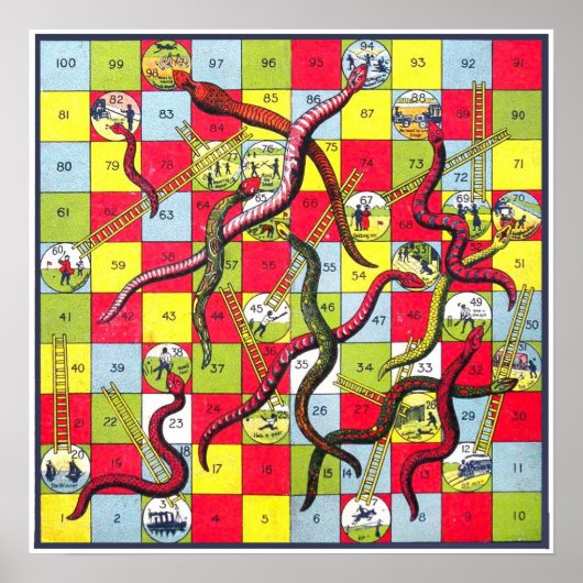 ヴィンテージ ボードゲーム - アートプリント ポスター (正面)