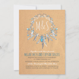 ヴィンテージ ボーホー ドリームキャッチャー ウェディング 招待状