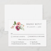 ヴィンテージ ボーホー ピンク フローラル ウェディング レスポンス カード (正面/裏面)