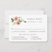 ヴィンテージ ボーホー フラワー ウェディング RSVP 返信カード 招待状 (正面)