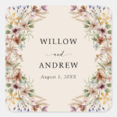 ヴィンテージ ボーホー ワイルドフラワー スクエアシール (正面)