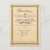 ヴィンテージ ポスター　クリーム＆ブラウン　ウェディング ディレクションズ エンクロージャーカード (正面)