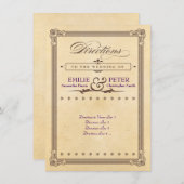 ヴィンテージ ポスター　クリーム＆ブラウン　ウェディング ディレクションズ エンクロージャーカード (正面/裏面)