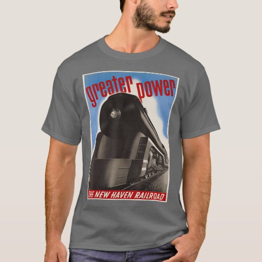 ヴィンテージ ポスター ニューヘイブン鉄道 レトロ Tシャツ (正面)