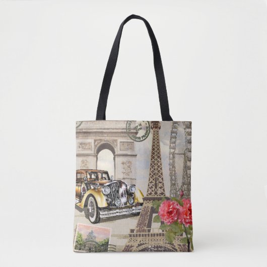 ヴィンテージ，ポスター，パリ，旧， トートバッグ (正面)