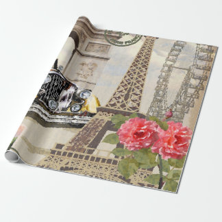 ヴィンテージ，ポスター，パリ，旧， ラッピングペーパー