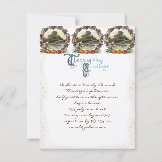 ヴィンテージ ポストカード 感謝祭の七面鳥の招待状 (正面)