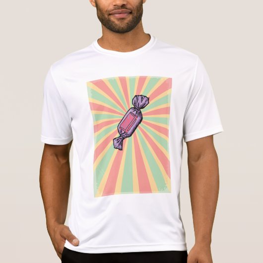 ヴィンテージ・ポップアートの包まれたキャンディ Tシャツ (正面)