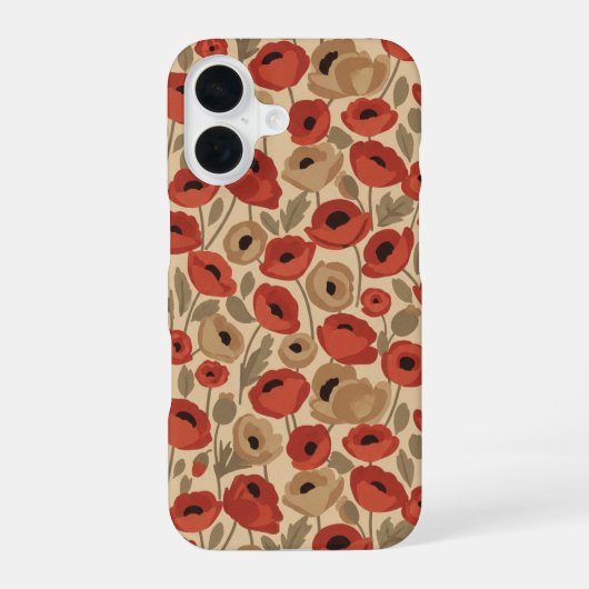 ヴィンテージ ポピー ブーケ iPhone 16ケース (裏面)