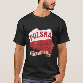 ヴィンテージ ポーランド地図Tシャツ – ポーランドの誇り Est. 966 Tシャツ