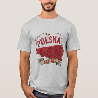ヴィンテージ ポーランド地図Tシャツ – ポーランドの誇り Est. 966 Tシャツ
