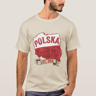ヴィンテージ ポーランド地図Tシャツ – ポーランドの誇り Est. 966 Tシャツ