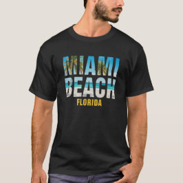 ヴィンテージ マイアミビーチ タイポグラフィック ヤシの木 海 Tシャツ